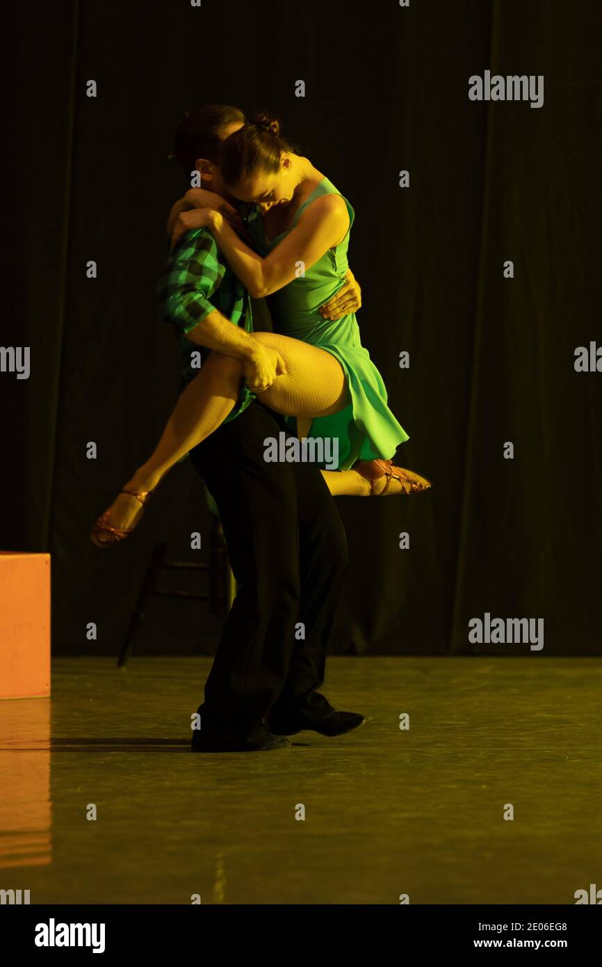 Dancer Actors perform on the theater stage in a dance show musical ...