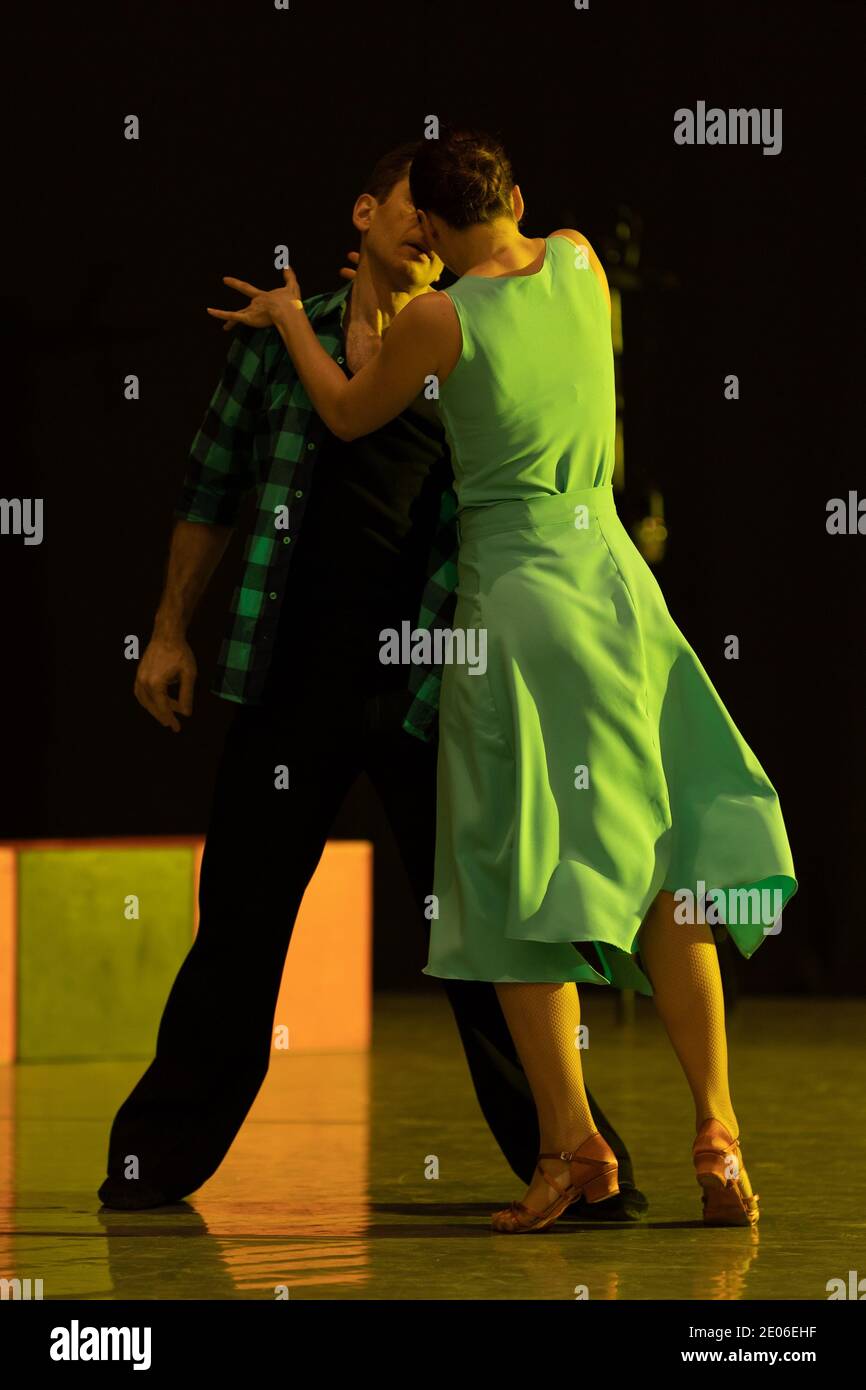 Dancer Actors perform on the theater stage in a dance show musical ...