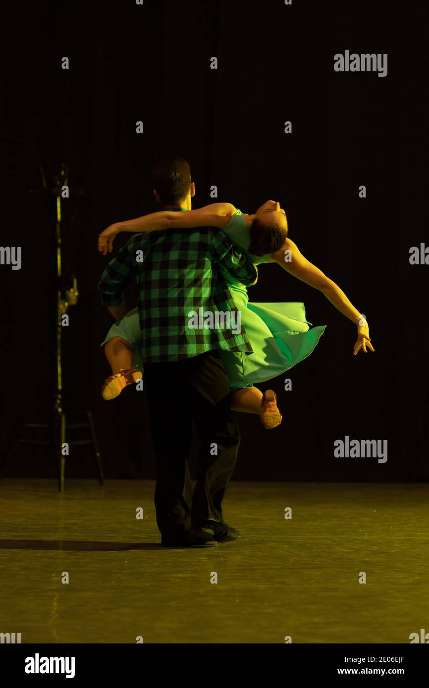 Dancer Actors perform on the theater stage in a dance show musical ...