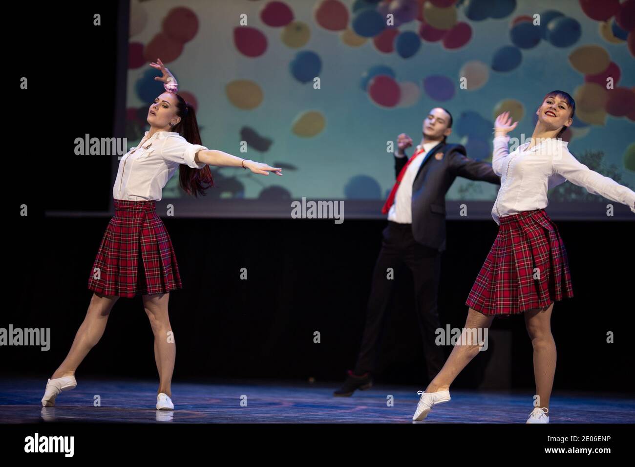 Dancer Actors perform on the theater stage in a dance show musical ...