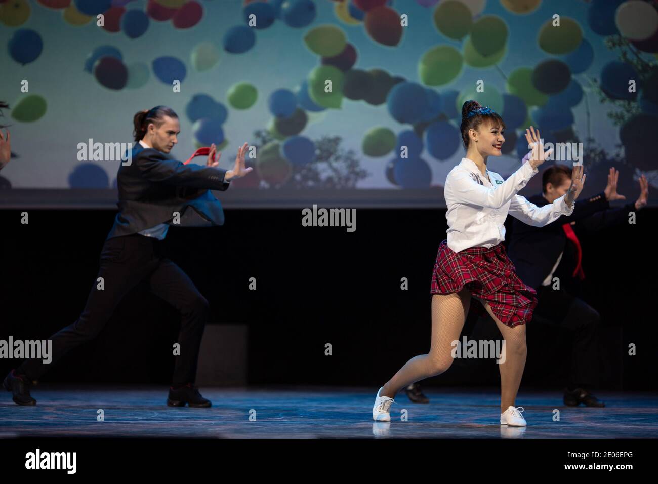 Dancer Actors perform on the theater stage in a dance show musical ...