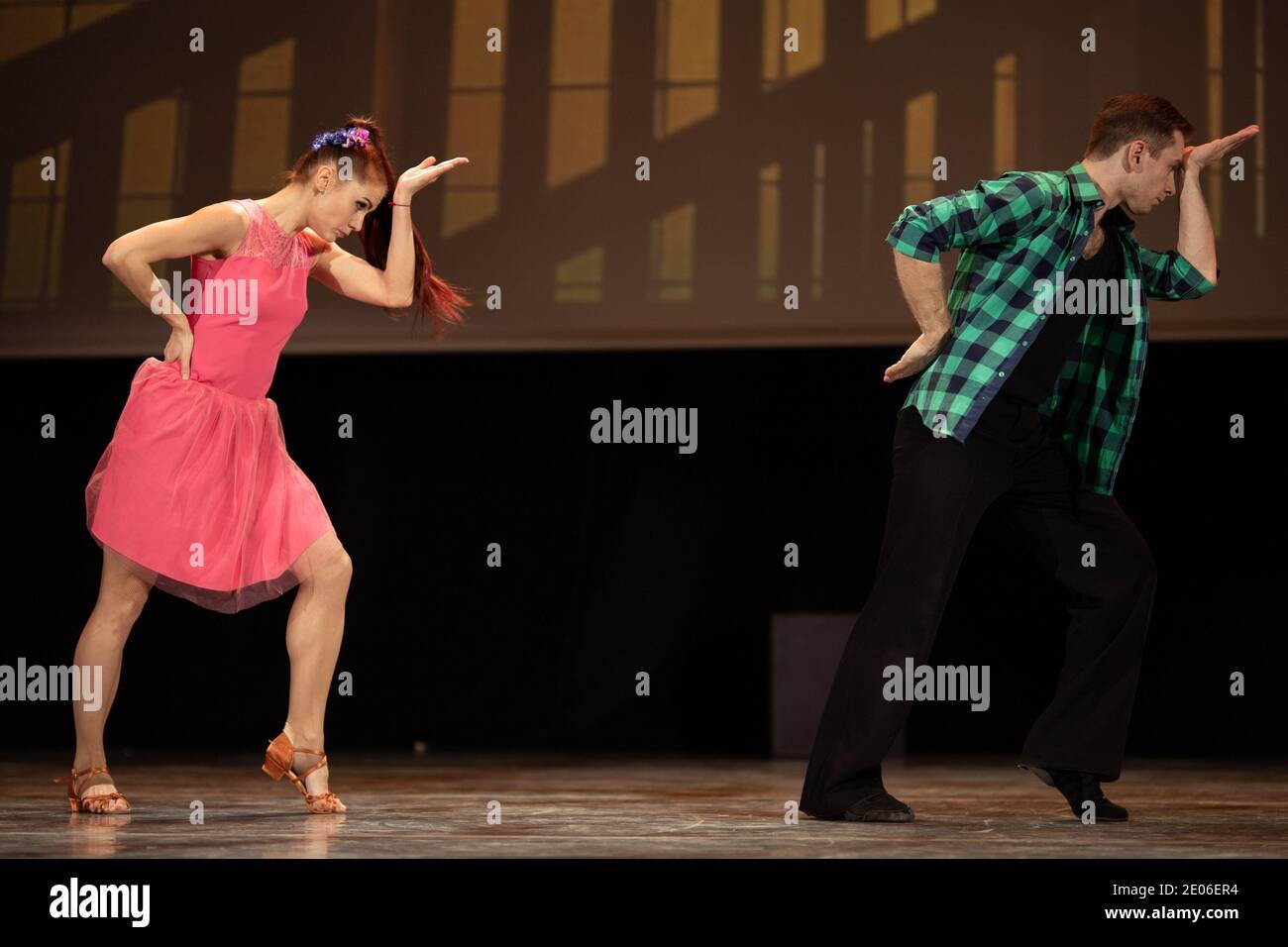 Dancer Actors perform on the theater stage in a dance show musical ...