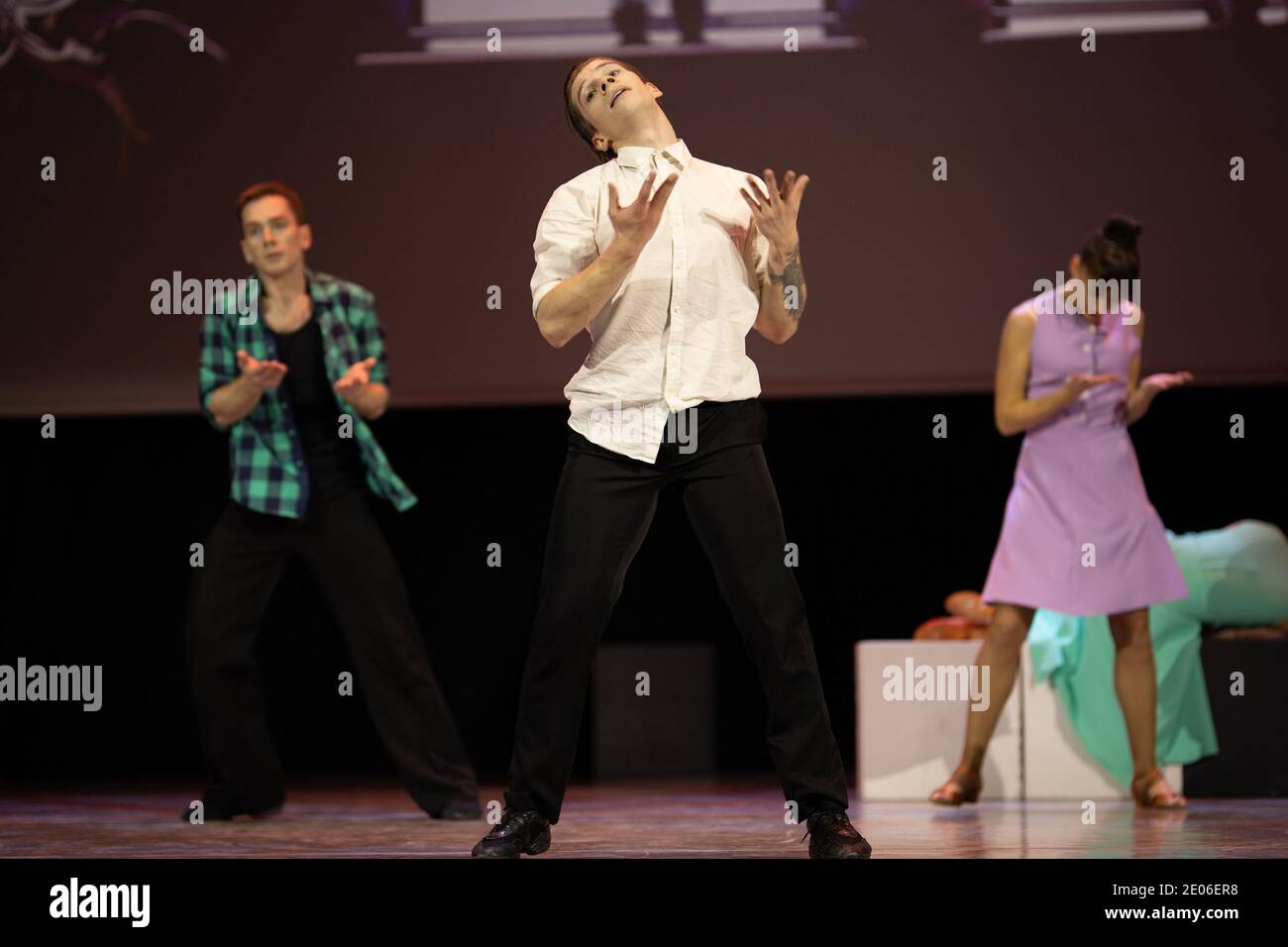 Dancer Actors perform on the theater stage in a dance show musical ...