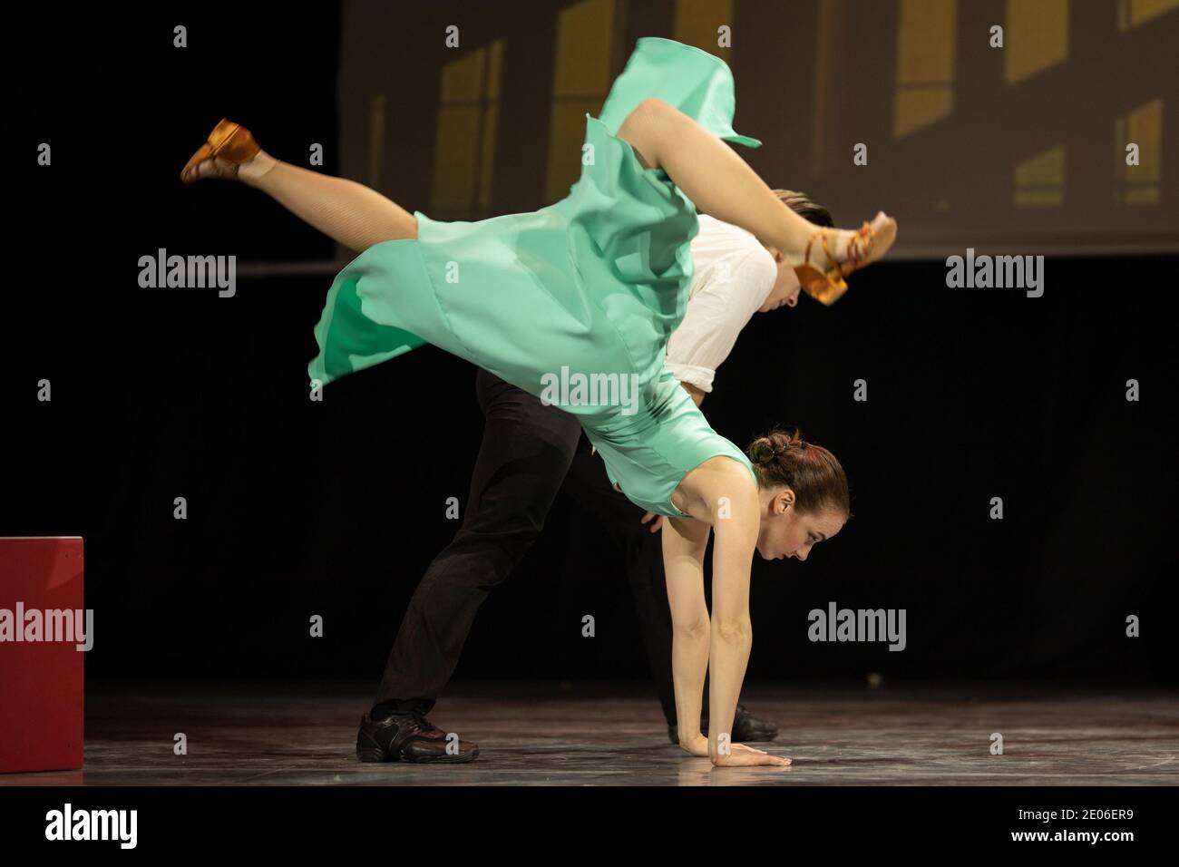 Dancer Actors perform on the theater stage in a dance show musical ...