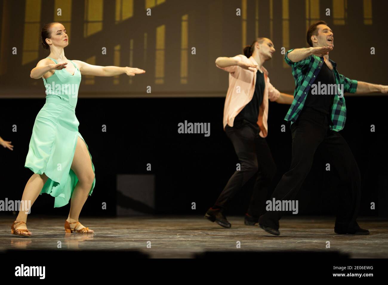 Dancer Actors perform on the theater stage in a dance show musical ...
