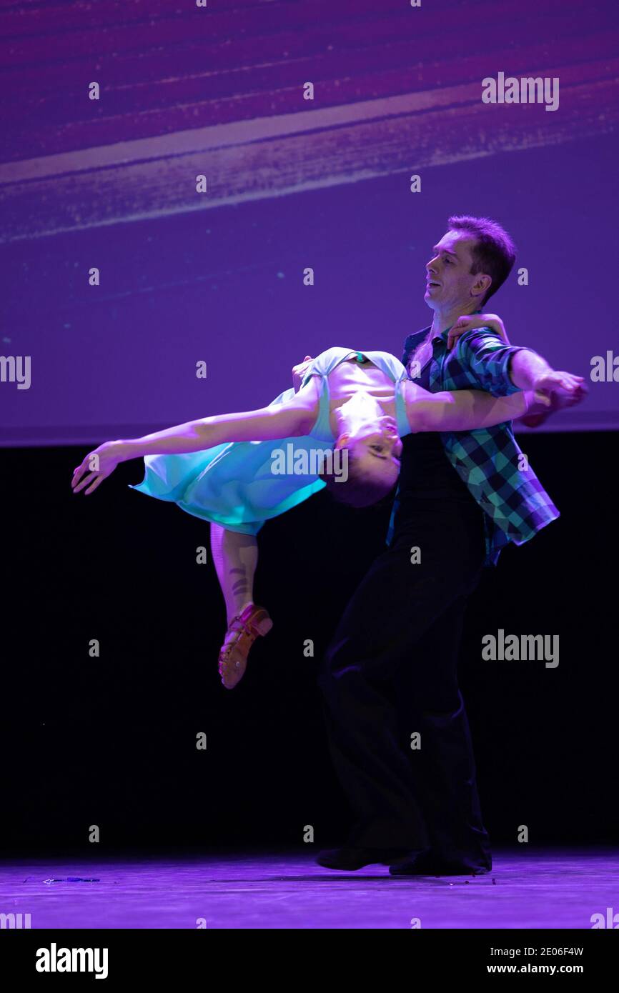 Dancer Actors perform on the theater stage in a dance show musical ...