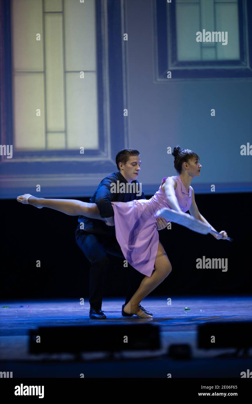 Dancer Actors perform on the theater stage in a dance show musical ...