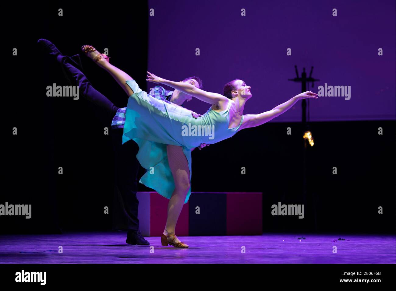 Dancer Actors perform on the theater stage in a dance show musical ...
