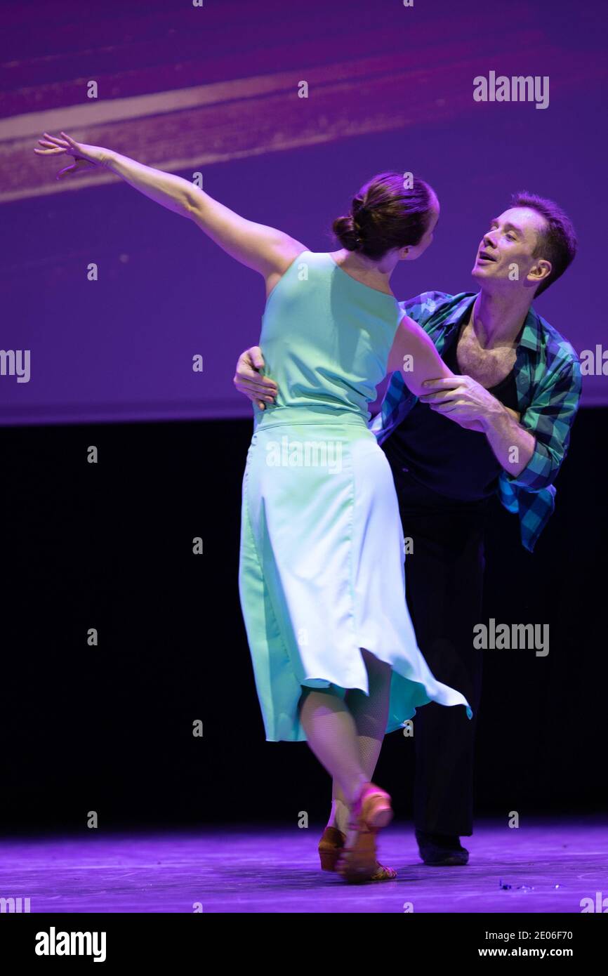 Dancer Actors perform on the theater stage in a dance show musical ...