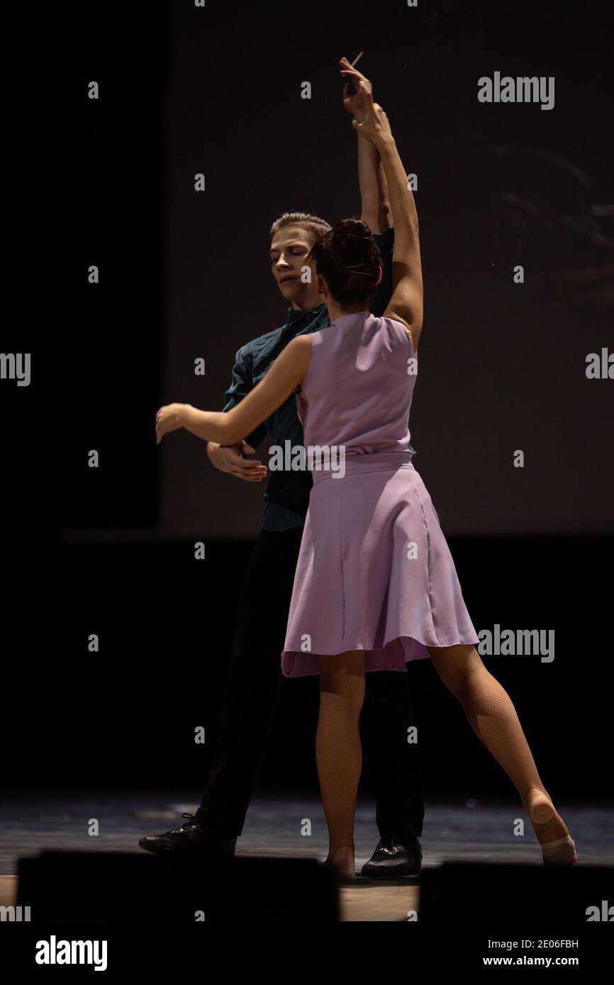 Dancer Actors perform on the theater stage in a dance show musical ...