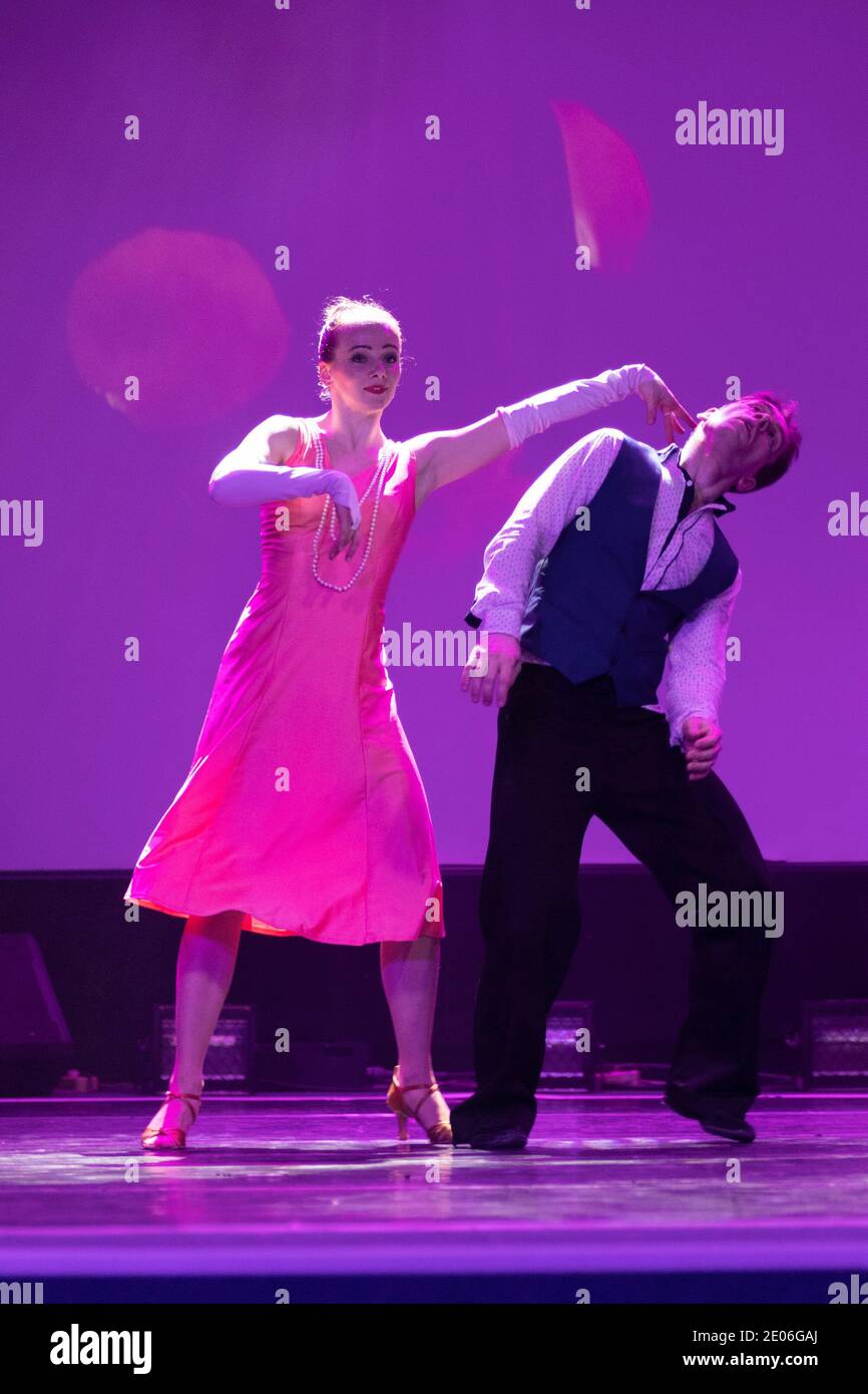 Dancer Actors perform on the theater stage in a dance show musical ...