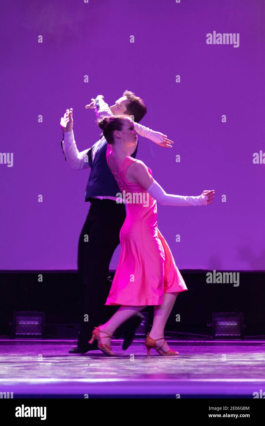 Dancer Actors perform on the theater stage in a dance show musical ...