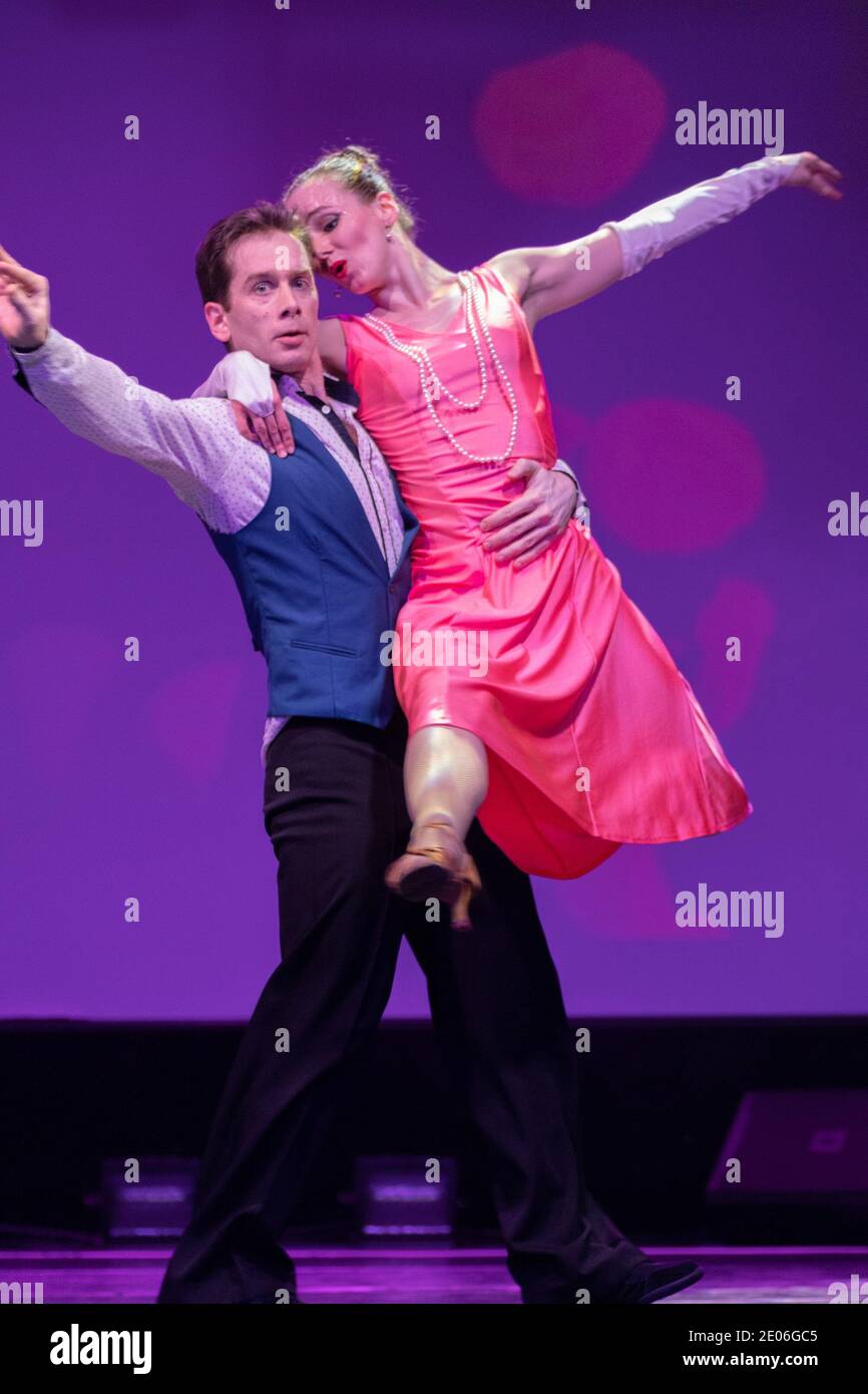 Dancer Actors perform on the theater stage in a dance show musical ...