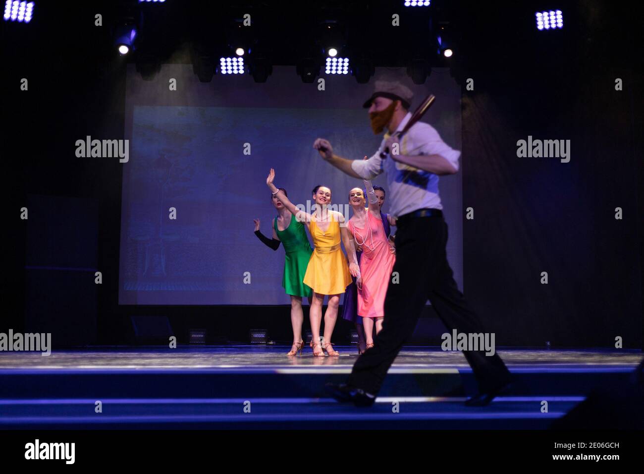 Dancer Actors perform on the theater stage in a dance show musical ...