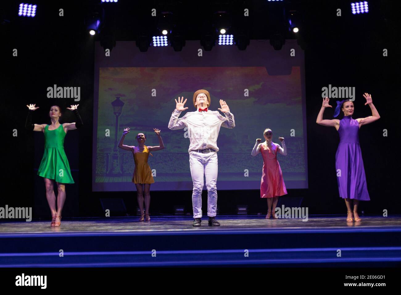 Dancer Actors perform on the theater stage in a dance show musical ...