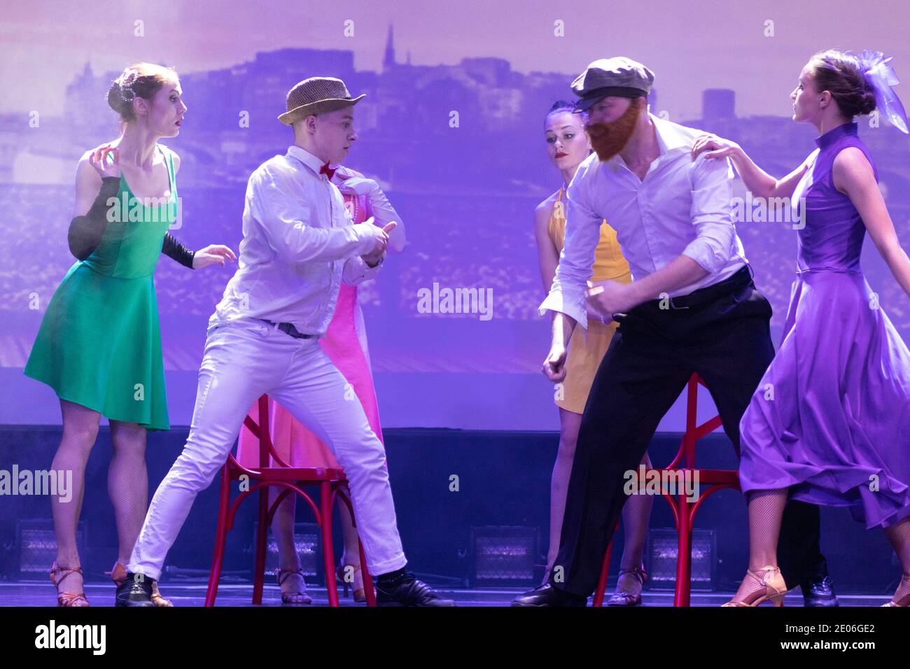 Dancer Actors perform on the theater stage in a dance show musical ...