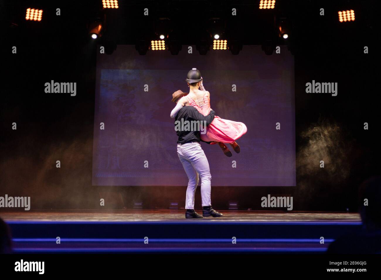 Dancer Actors perform on the theater stage in a dance show musical ...