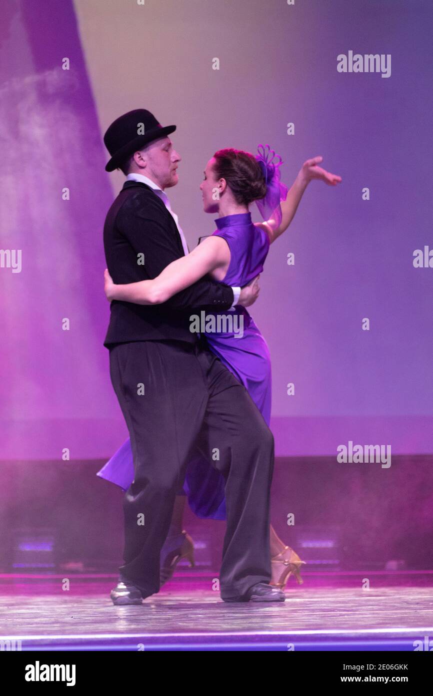 Dancer Actors perform on the theater stage in a dance show musical ...