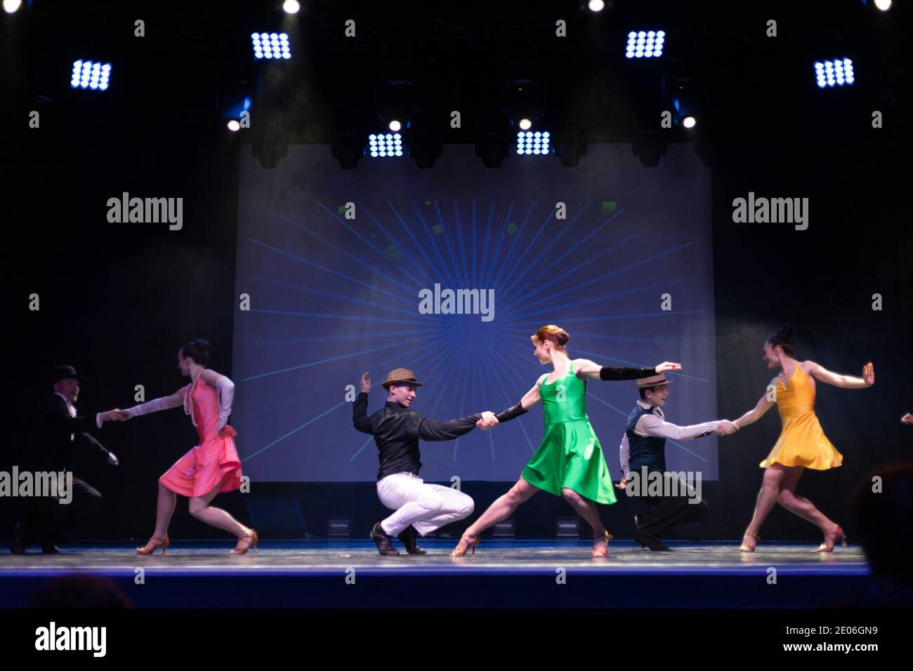 Dancer Actors perform on the theater stage in a dance show musical ...