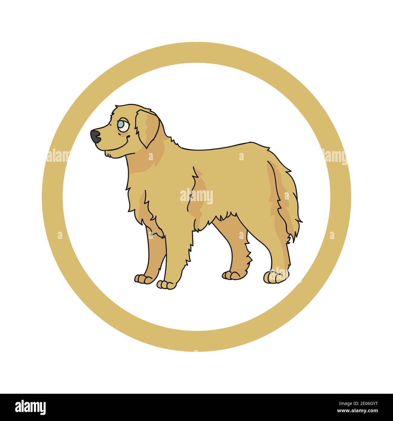 Cute cartoon Golden Retriever in dotty circle dog vector clipart. Pedigree  kennel doggie breed for kennel club. Purebred domestic dog training for pet  Stock Vector Image & Art - Alamy