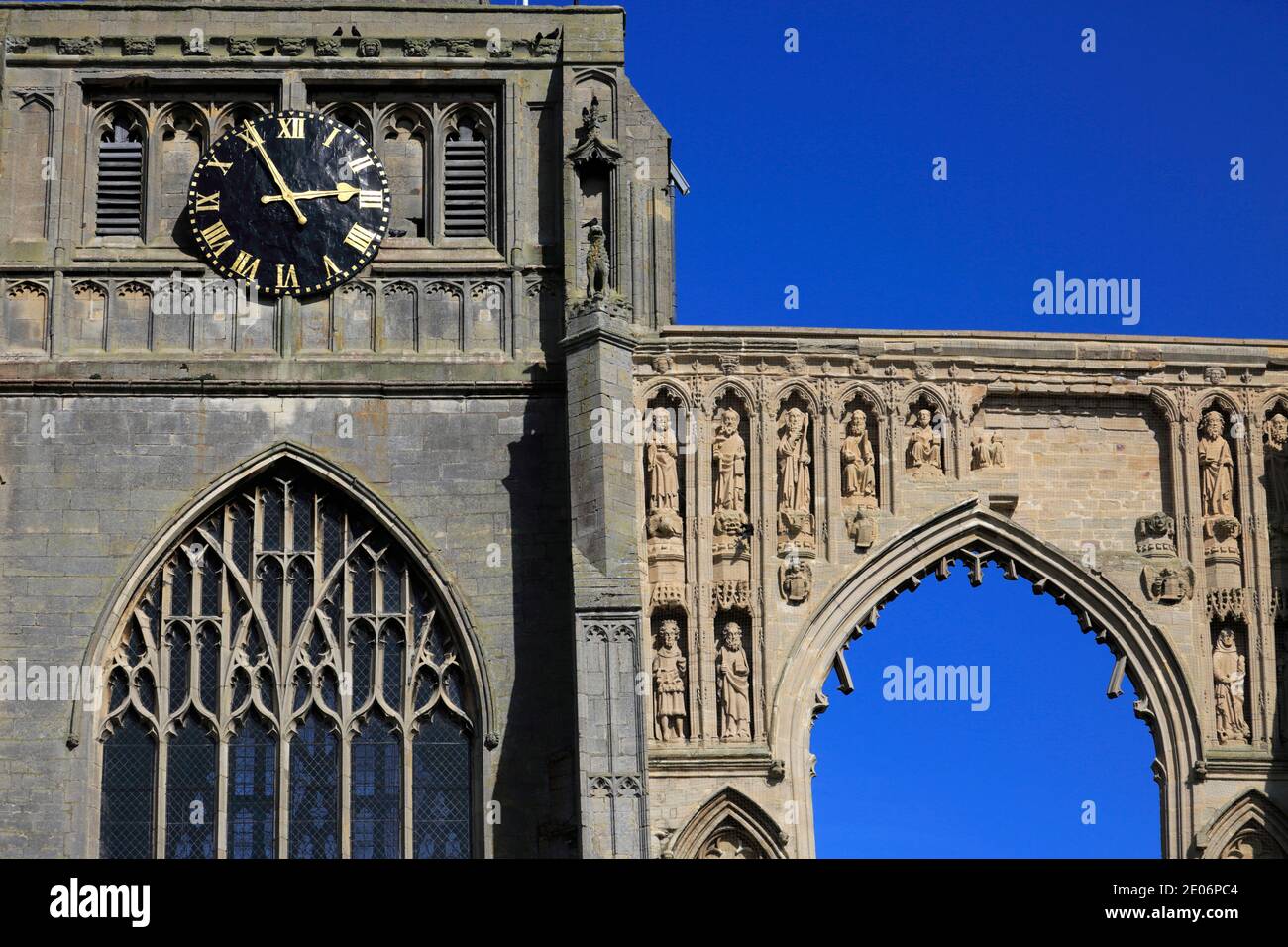Summer view of Crowland Abbey; Crowland town; Lincolnshire; England; UK Stock Photo
