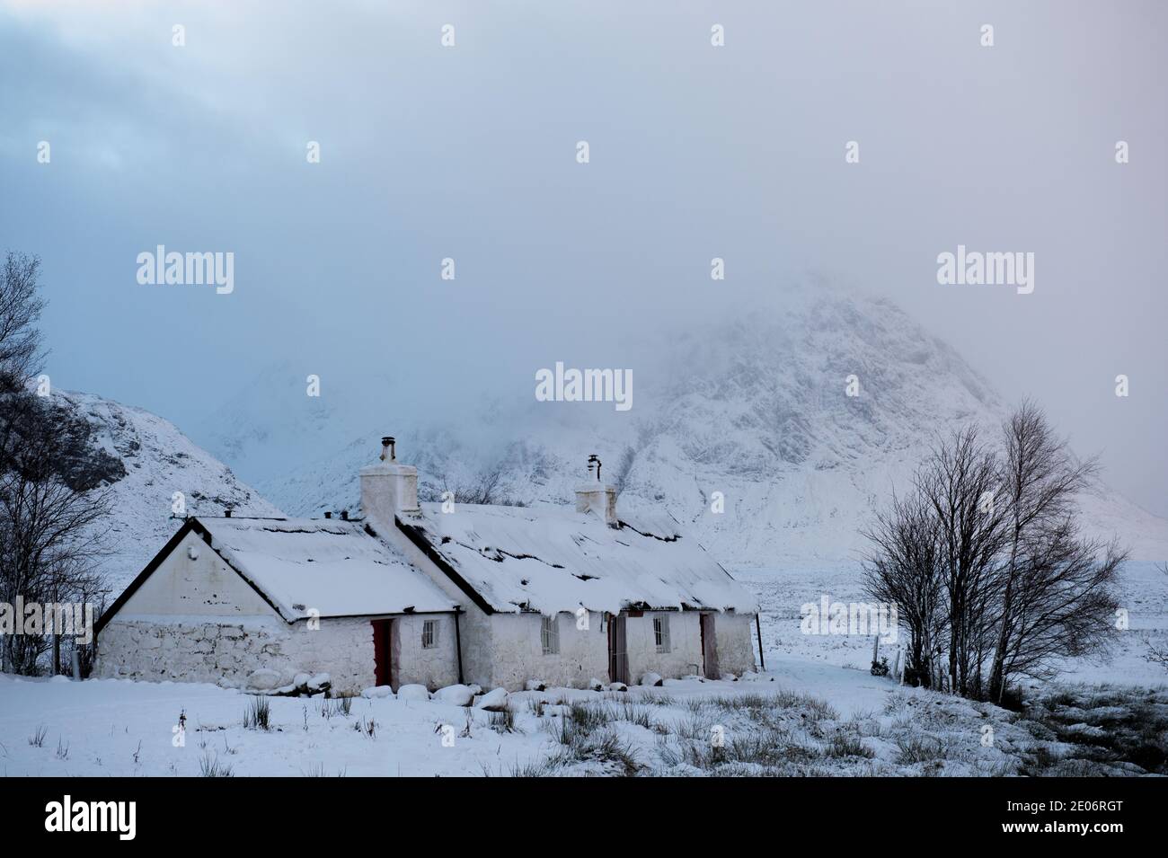 Glencoe, Scotland, UK. 30th Dec, 2020. Pictured: Yellow Weather warning for snow. Scenic Glencoe seen with snow cover. Freezing temperatures and more snow forecast. Credit: Colin Fisher/Alamy Live News Stock Photo