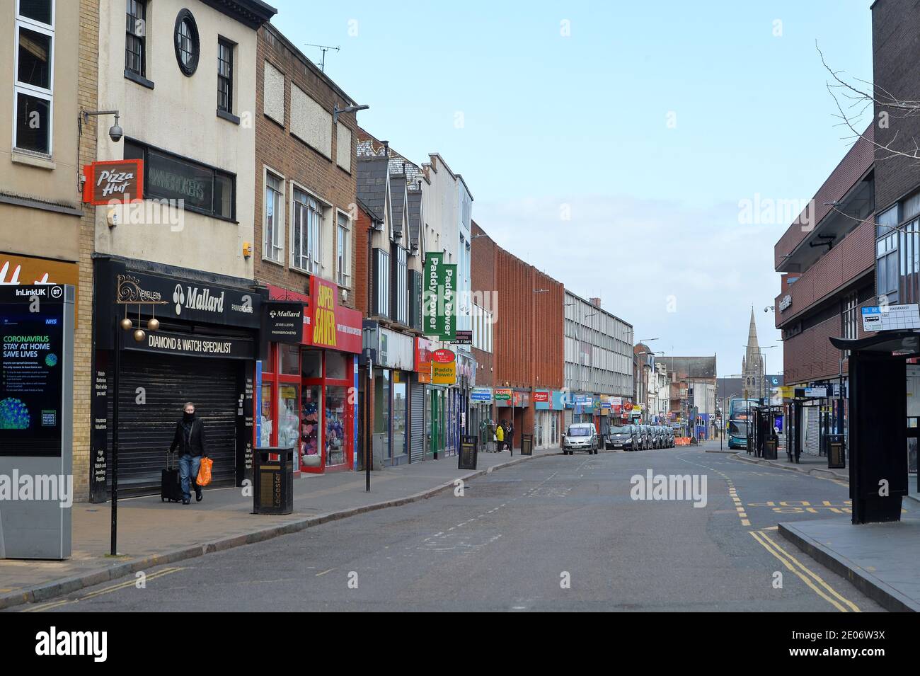 Leicester City Centre during the first Coronavirus Lockdown Stock Photo