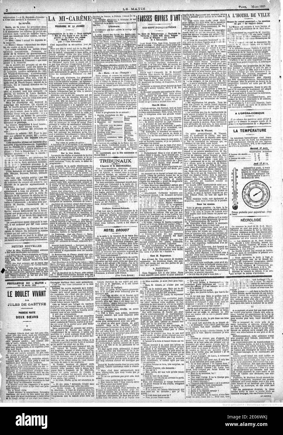 Le Matin - 19 march 1903, page 2. Stock Photo