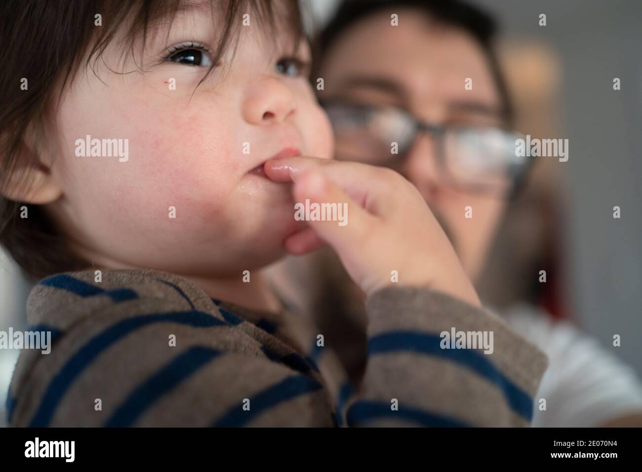 stay at home dad with toddler son Stock Photo
