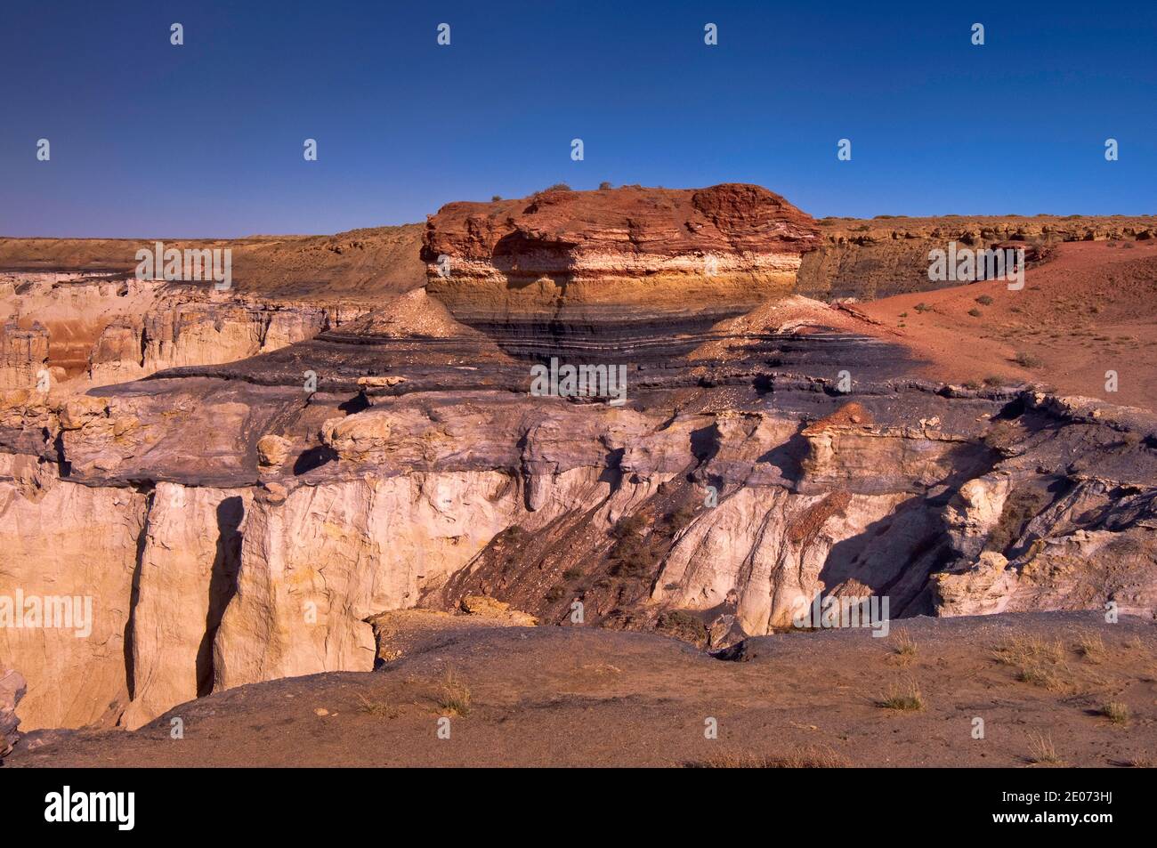 Eroded outcrop, coal deposits visible, Coal Mine Canyon, Moenkopi