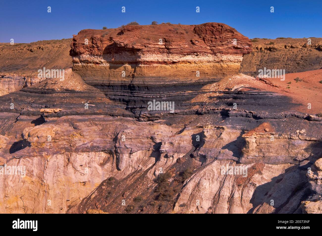Eroded outcrop, coal deposits visible, Coal Mine Canyon, Moenkopi