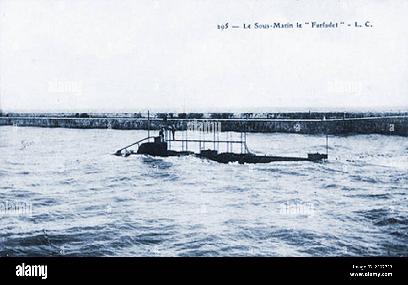 Le sous-marin Farfadet - carte postale ancienne - A Bougault ca 1905. Stock Photo
