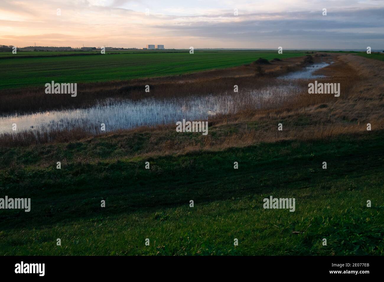 The Essex marshlands near Bradwell on Sea on  the Dengie Peninsula Stock Photo