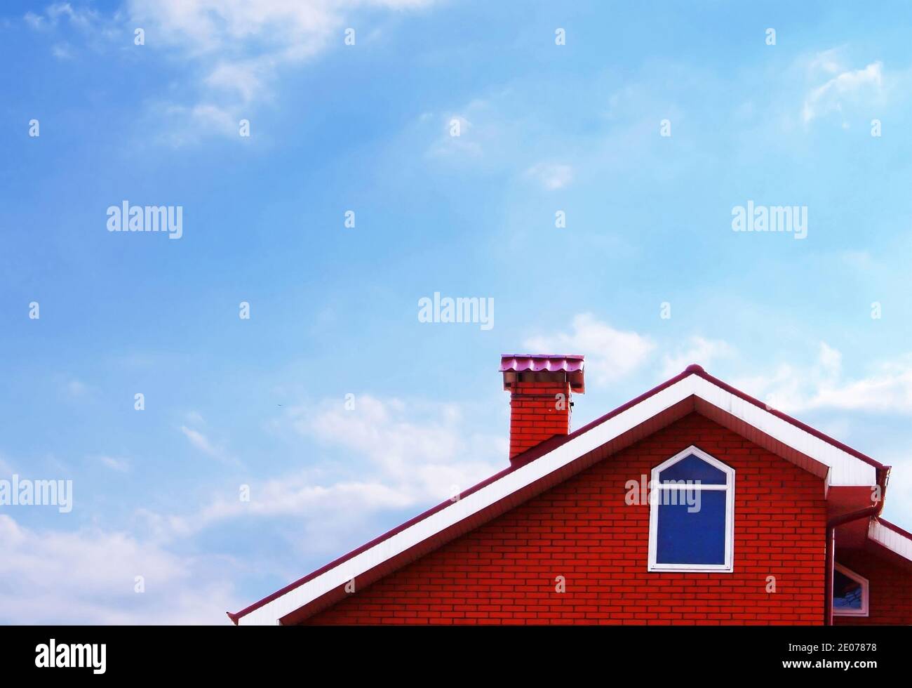 House and blue sky with clouds Stock Photo - Alamy