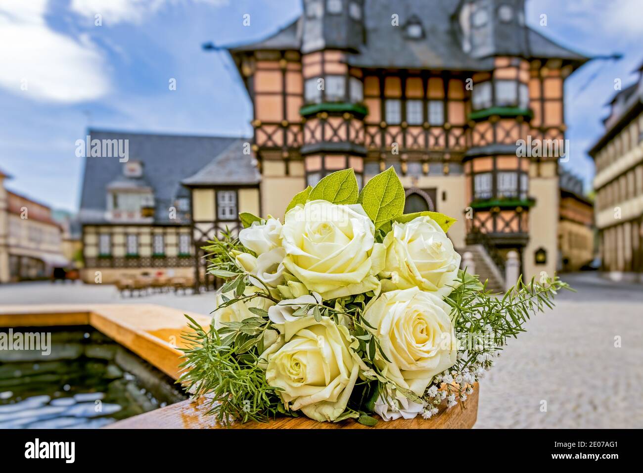 Heiraten in Wernigerode Brautstrauß Blumen Stock Photo