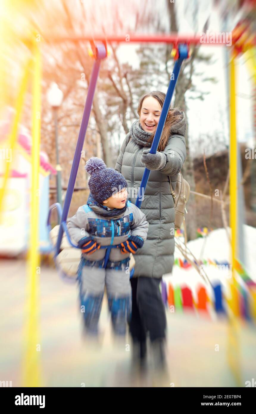 mother and child playing at the playground Stock Photo - Alamy