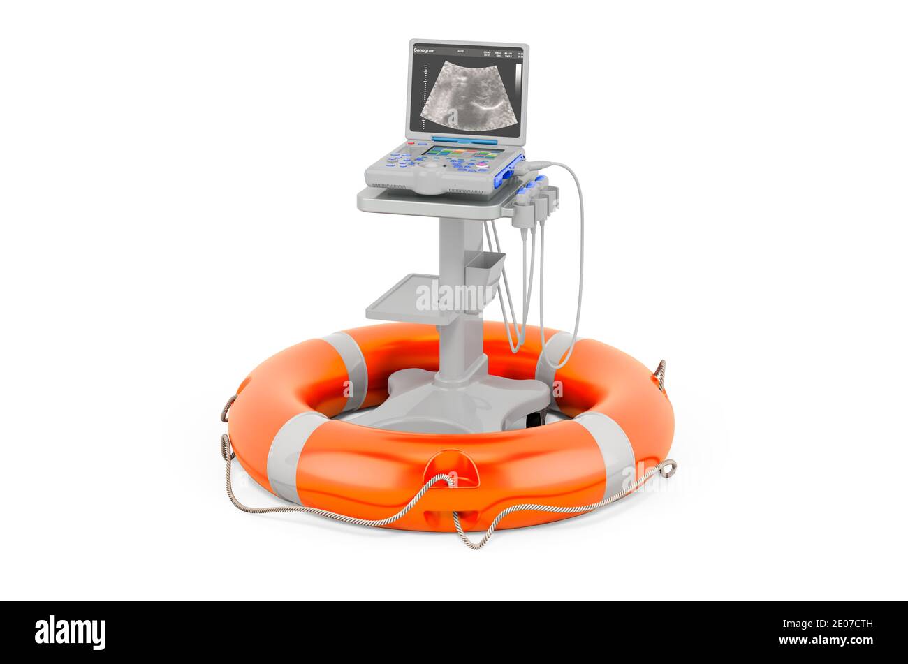 Repair and service of medical ultrasound diagnostic machine, scanner. 3D rendering isolated on