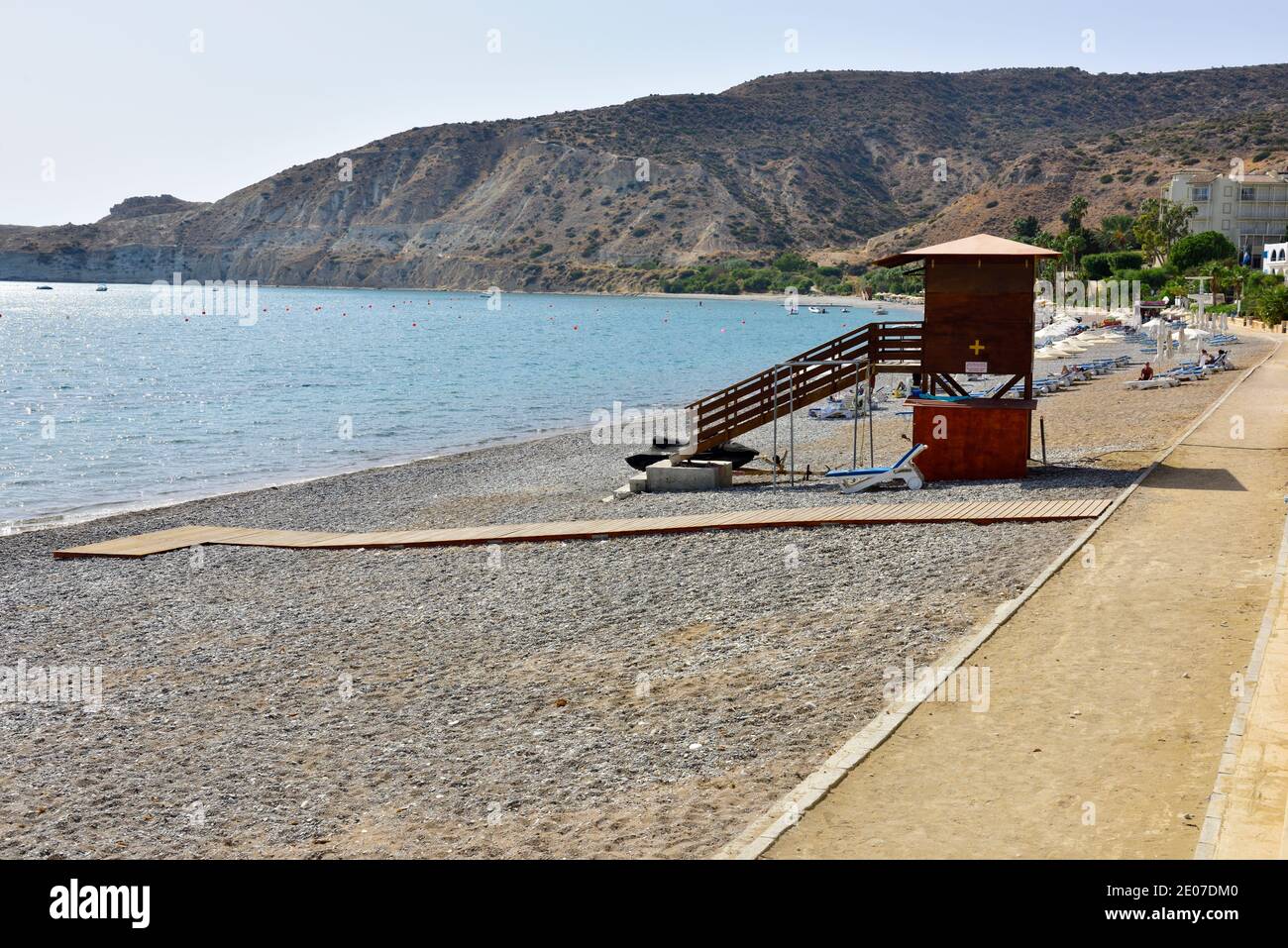 Lifeguard stand Pissouri beach, Cyprus, Greece, Europe Stock Photo