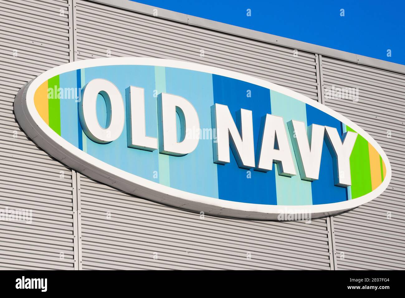 Dartmouth, Canada - July 03, 2016: Old Navy outlet sign. Old Navy is a retail clothing and accessories chain. It is a division of Gap Inc. and was fou Stock Photo
