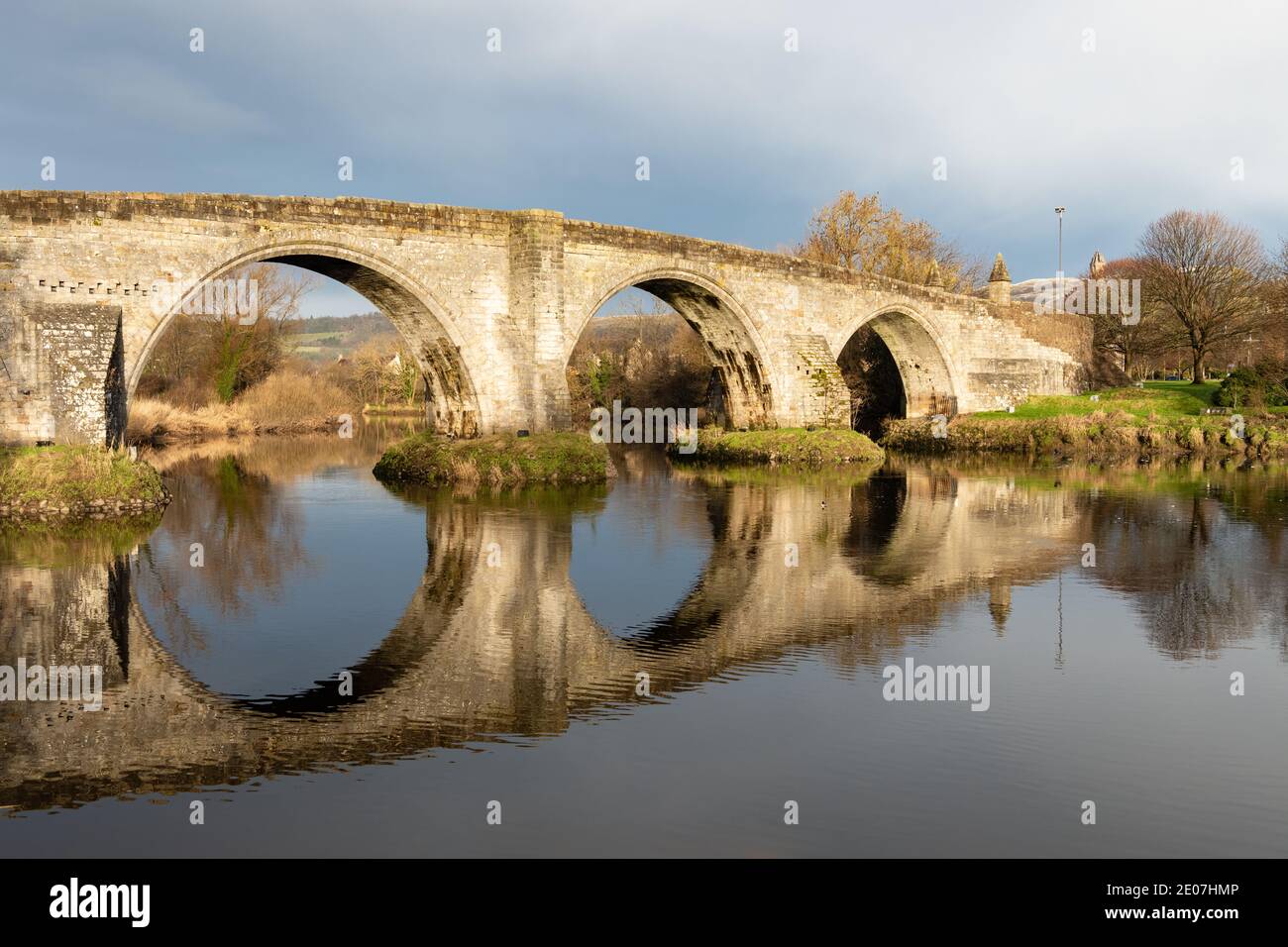 Stirling Old Bridge over the River Forth, Stirling, Scotland, UK - built in the 1400s or 1500s Stock Photo