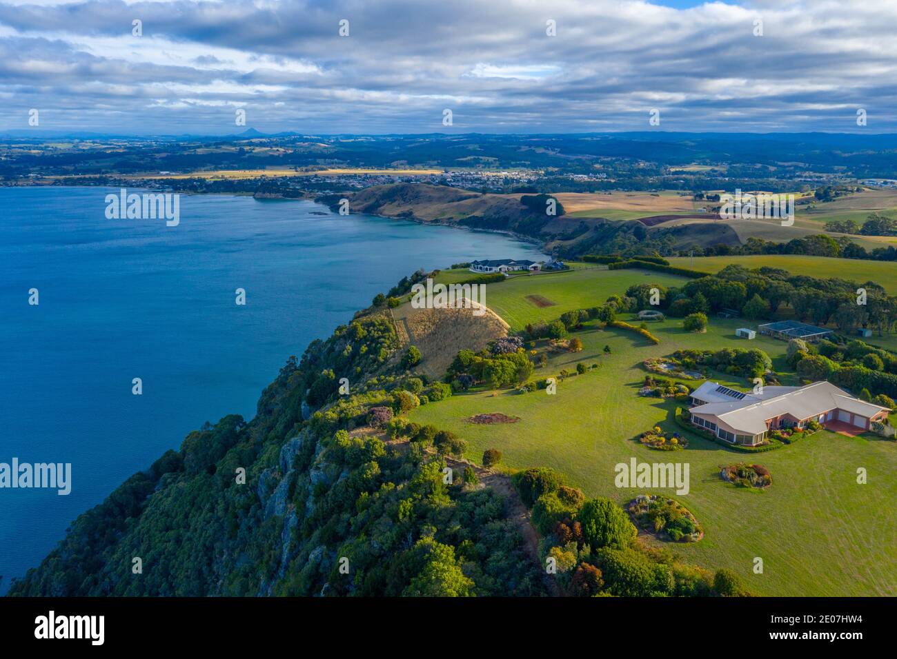 Aerial view of coastline of Tasmania near Wynyard, Australia Stock Photo