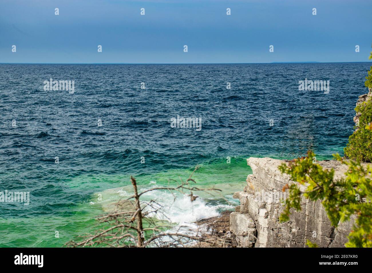 Lake Huron,as seen from Tobermory, ON, Canada. Spectacular scenery in