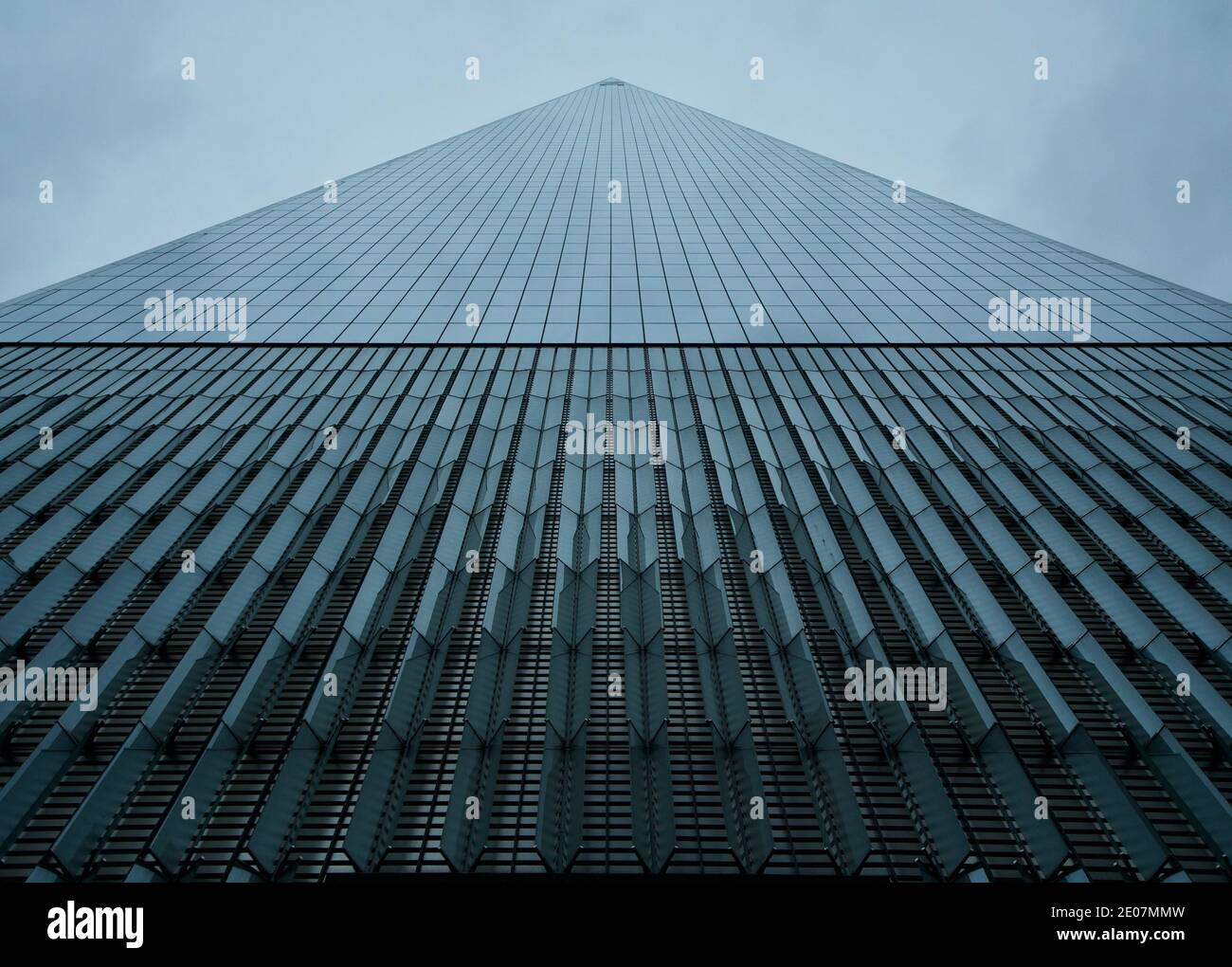 The view looking up at the One World Trade Centre, New York. One World Trade Center looking up. View from below, New York City. Trade Center. Stock Photo