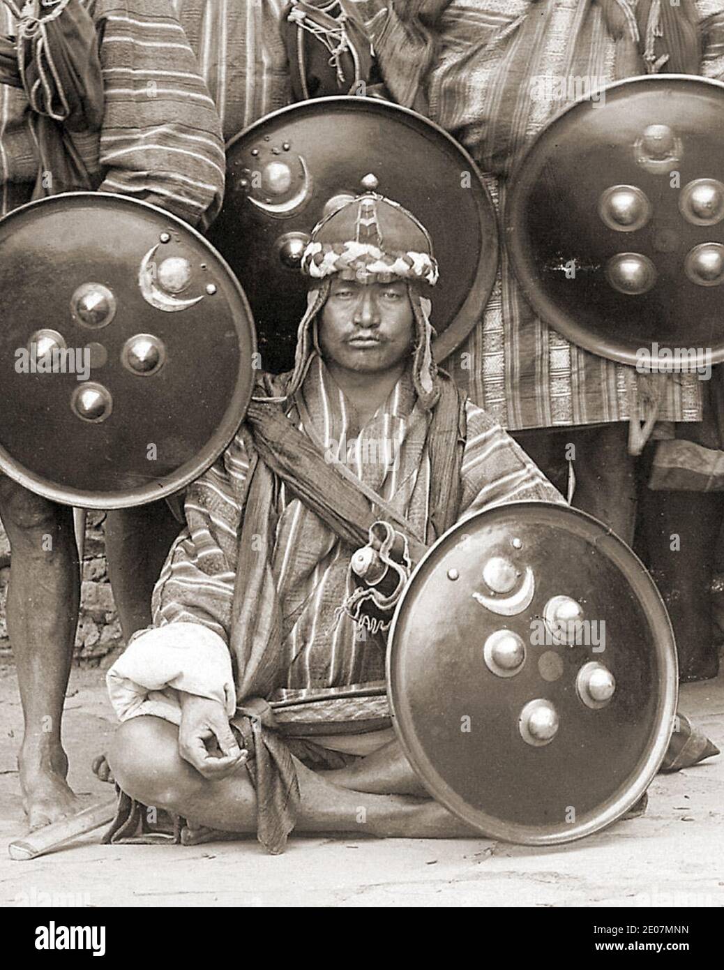 Left seated bodyguard detail, from Sir Ugyen Wangchuck, with his