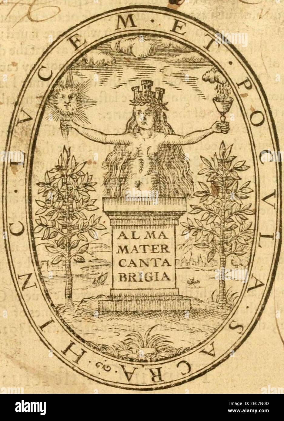 Legate John, Alma Mater Cantabrigia Emblem 1600 (Golden Chaine print). Stock Photo