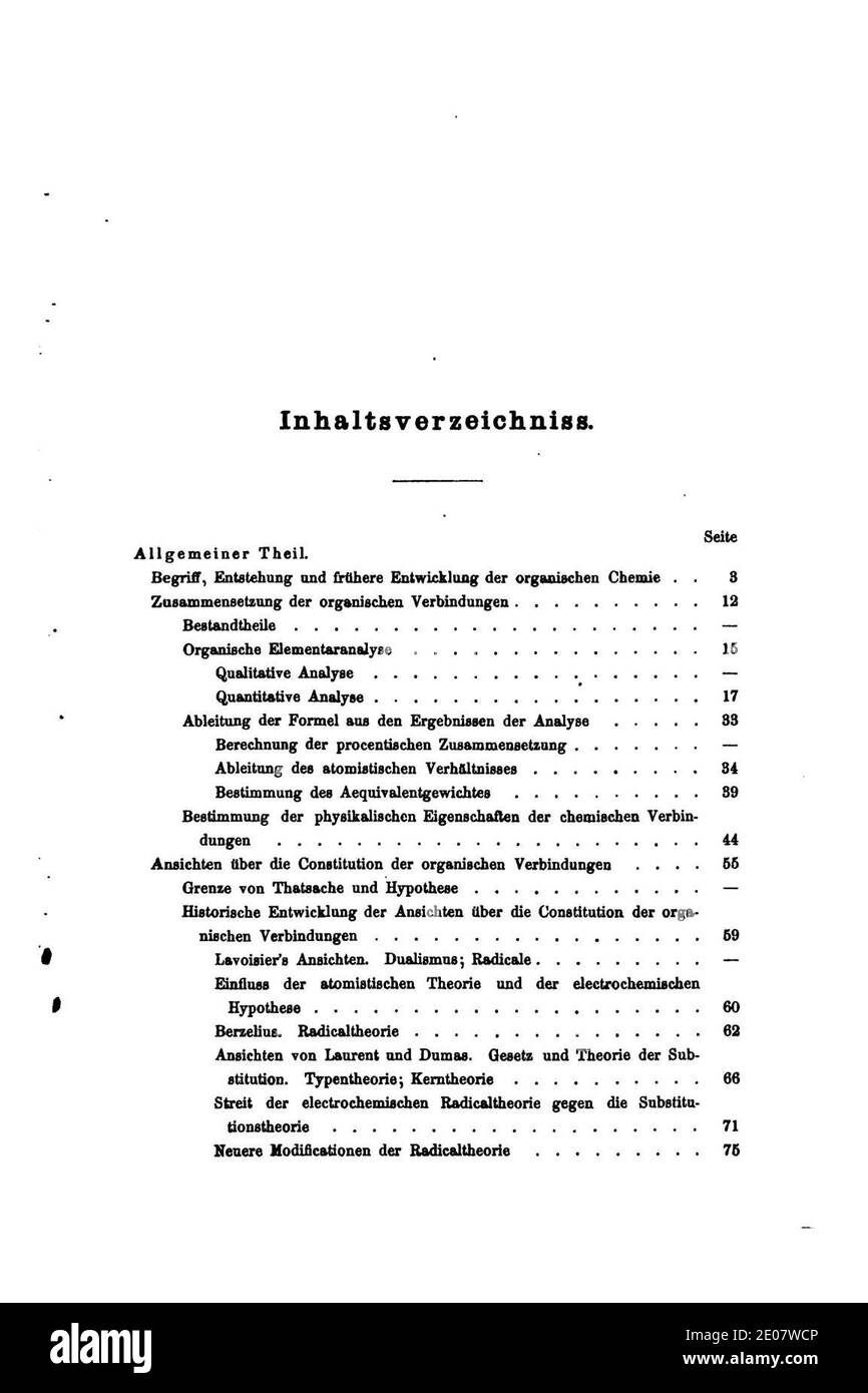 Lehrbuch der organischen Chemie (Kekule) I p 010. Stock Photo