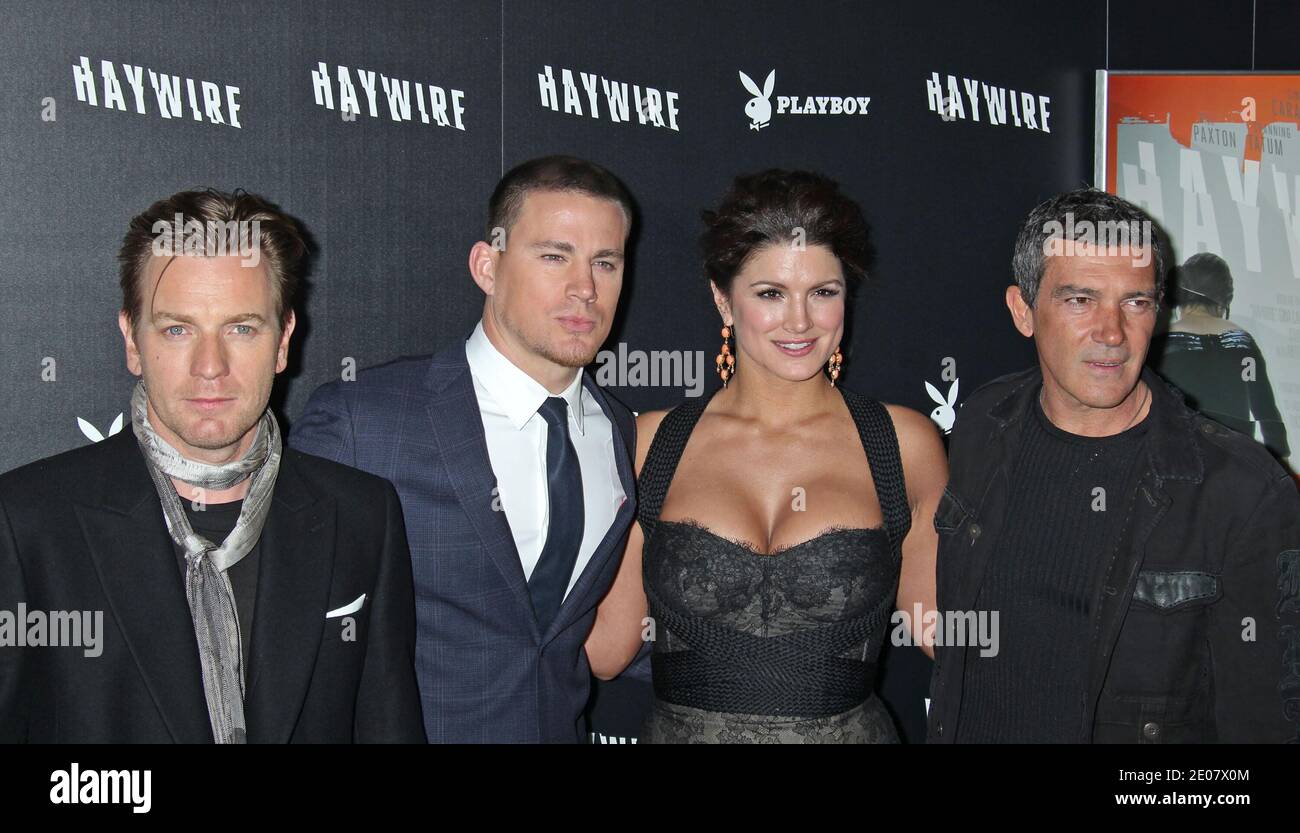 Ewan McGregor, Channing Tatum, Gina Carano, Antonio Banderas, Haywire Film Premiere at The Directors Guild Of America in Los Angeles, California. January 5, 2012. (Pictured: Ewan McGregor, Channing Tatum, Gina Carano, Antonio Banderas). Photo by Baxter/ABACAPRESS.COM Stock Photo