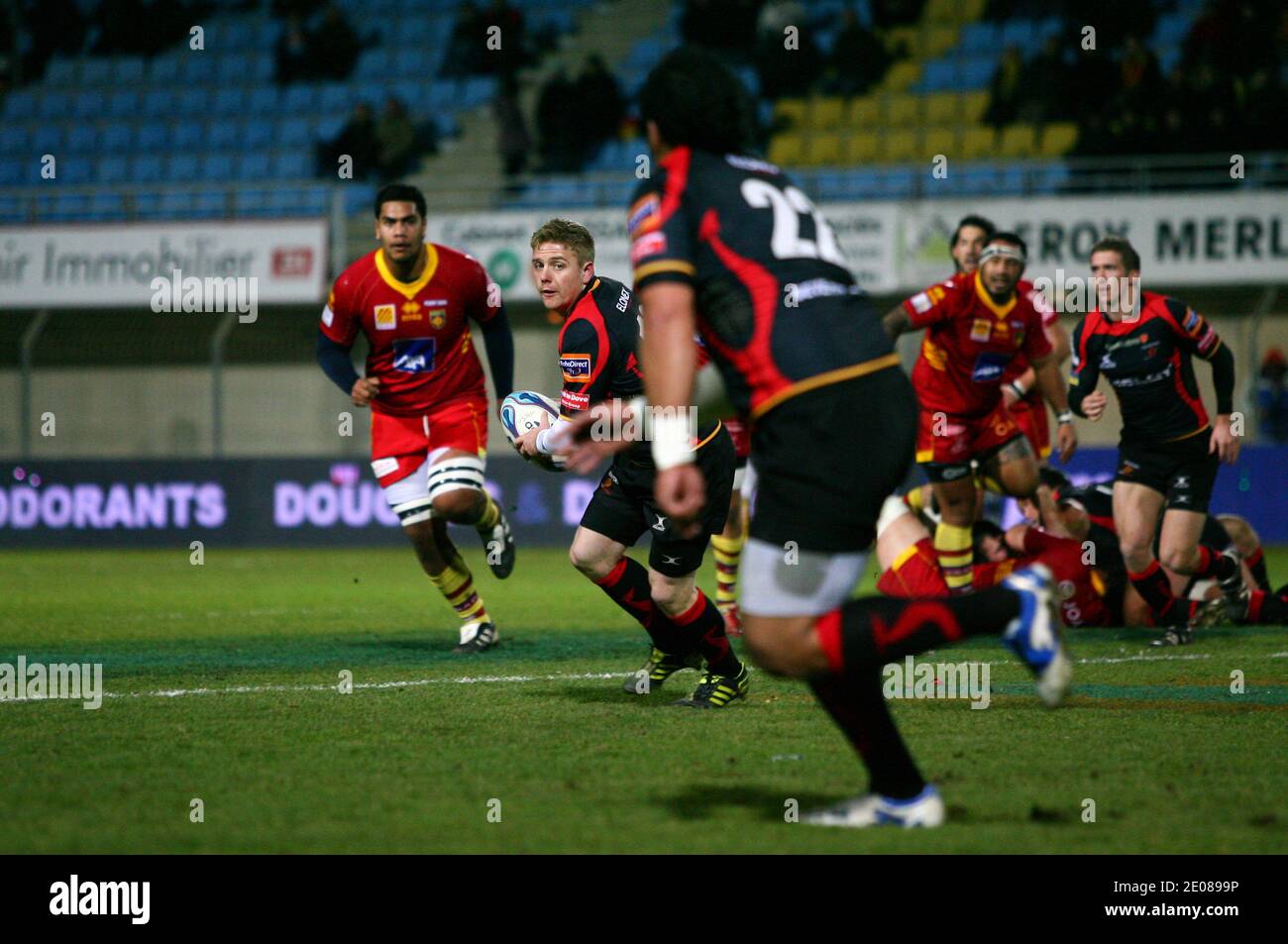 Newport Gwent Dragon's Mattew Jones during the European Amlin Challenge Cup  rugby match, USAP Vs Newport Gwent Dragons at Aime Giral stadium in  Perpignan, south of France on January 14, 20121. USAP