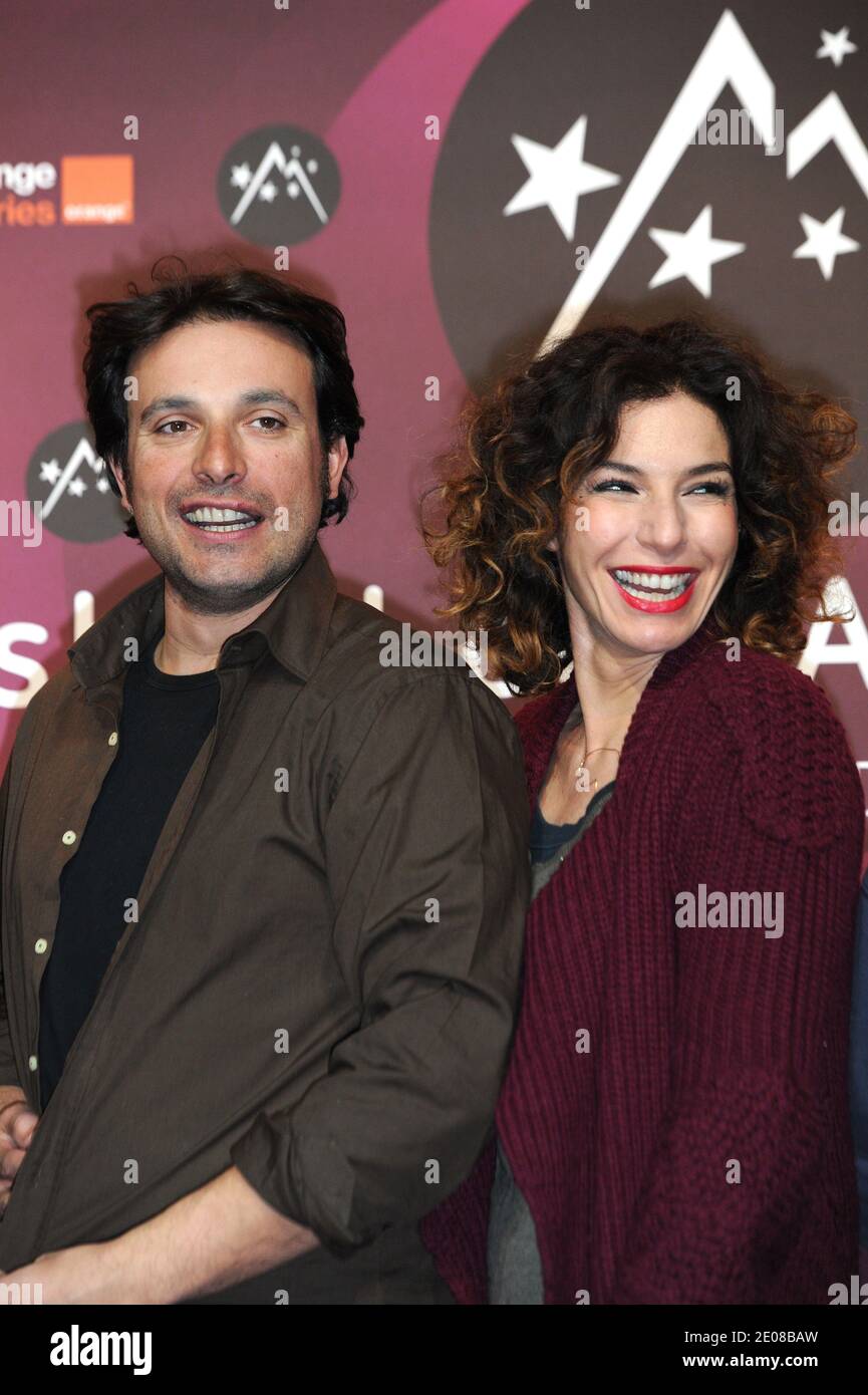 Bruno Salomone and Anne Depetrini posing at 'La Clinique De L'Amour'  photocall as part of the 15th Alpe d'Huez Comedy Film Festival held at  l'Alpe d'Huez, France, on January 18, 2012. Photo