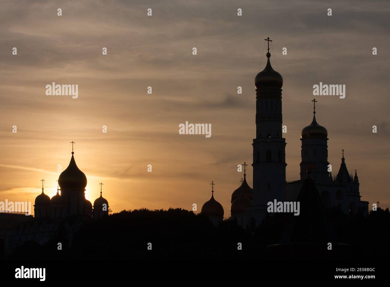 Church of Christ the Savior in Moscow at sunset Stock Photo